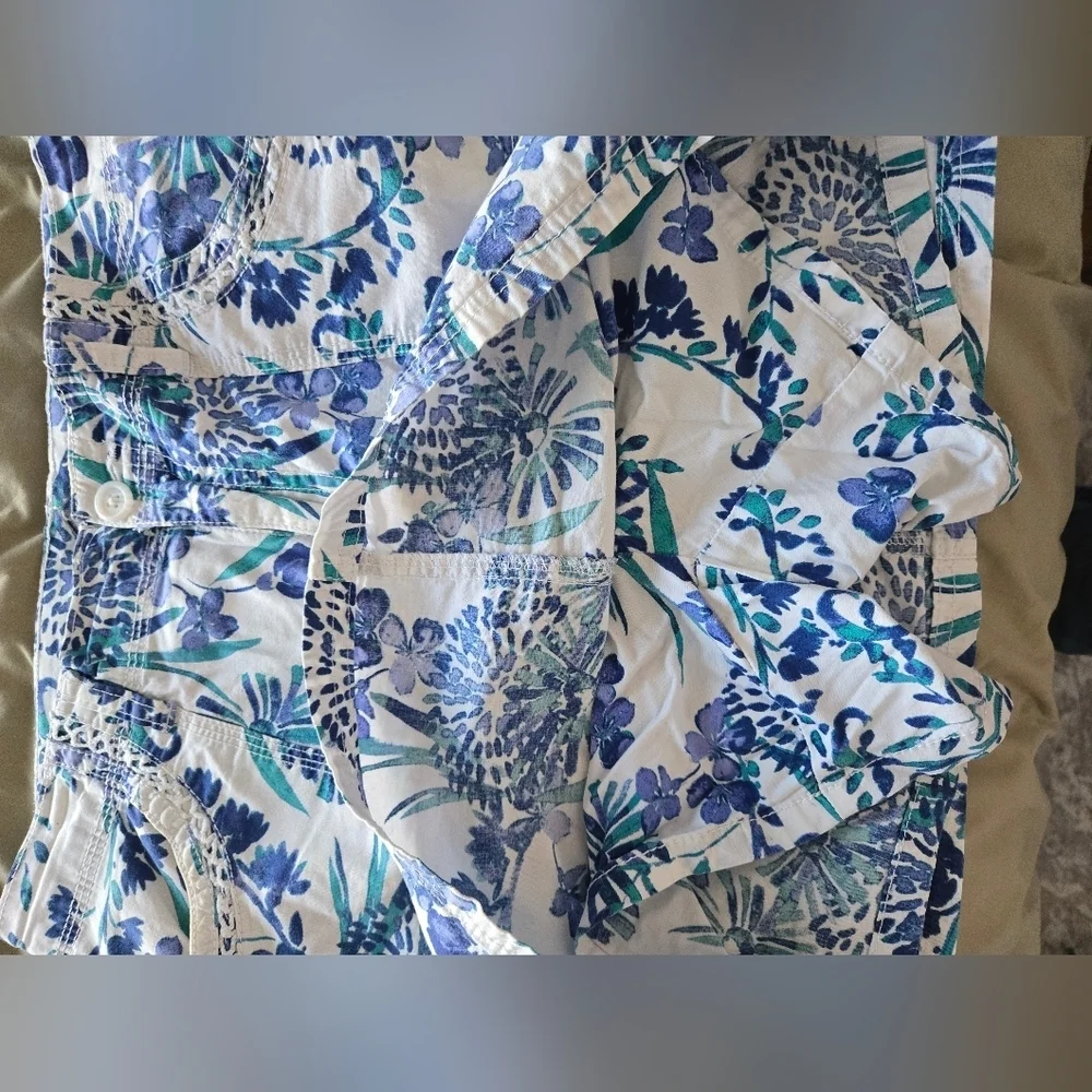 St. Johns Bay Floral Blue and Green Skort - Picture 3 of 6